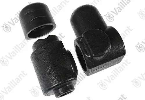 Vaillant Wärmedämmung, bestehend aus drei schwarzen Elementen, die zur Isolierung von Heizungs- oder Rohrsystemen dienen.